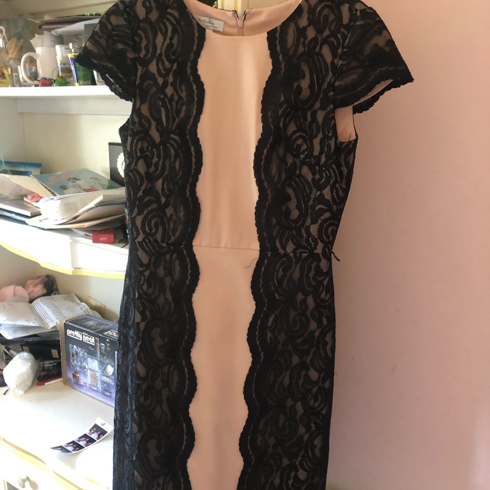 Cream dress w/black lace